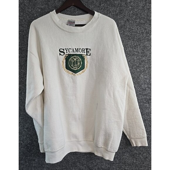 Vintage Sycamore Crew Neck Sweatshirt XXL White Grandma Y2k  90s USA Made - Picture 1 of 10